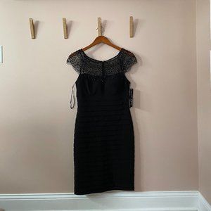 XSCAPE Beaded Black Cocktail Dress